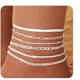 FIOROYAL 6Pcs fußkettchen Gold für Frauen,Wasserfest 14K Fußkette Gold AS