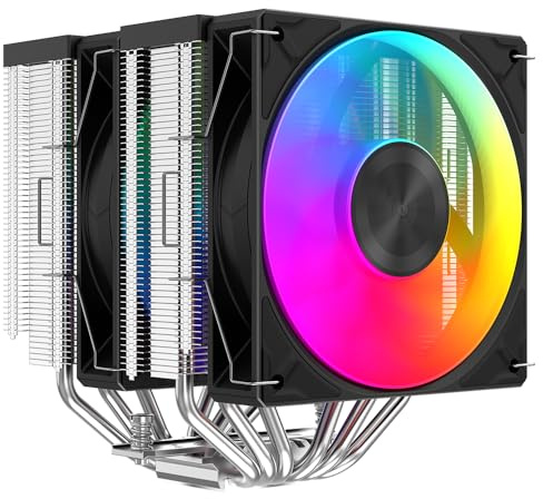 SAMA A60L Disipador Doble Torre ARGB, 265W TDP, Intel/AMD, Plata | 2 Ventiladores con Anillo Guía 120mm, Funcionamiento Silencioso 29dBA, Acabado Metálico Premium
