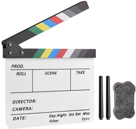 Clapperboard Clap en acrylique coloré Effacement à sec Directeur Cut Film Action Clap Fait à la main Cut Eraser Clapper