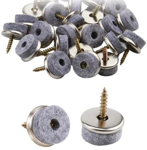 24Pcs Furniture Pads Floor Protectors, 20mm Screw-on Felt Pads, Non Slip Chair Leg Protectors with Easy Screw Installation 8mm Thick for Wooden Table Sofa Furniture Feet
