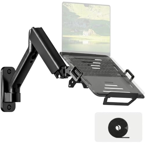 monTEK Laptop Wandhalterung, 2-in-1 Monitor und Laptop Halterung | für max 18 Zoll Notebooks und 32 Zoll Bildschirme, verstellbarer Ablage, bis zu 9 kg,ergonomische Einzelmonitorhalterung