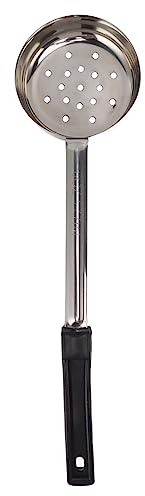 Fyearfly Multipurpose Sauce Spoon for Pizza - Food Grade Stainless Steel, Precise Measuring, Non-Slip Handle, 6oz Black Scoop, No Holes, Safe Cooking Tool