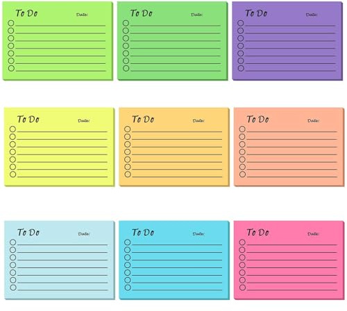 450 Blätter Haftnotizen, 9 Blöcken To Do Listen Block, Haftnotizblock Sticky Notes, Linierte Notizzettel für Planer Erinnerung Büro Zuhause Schule