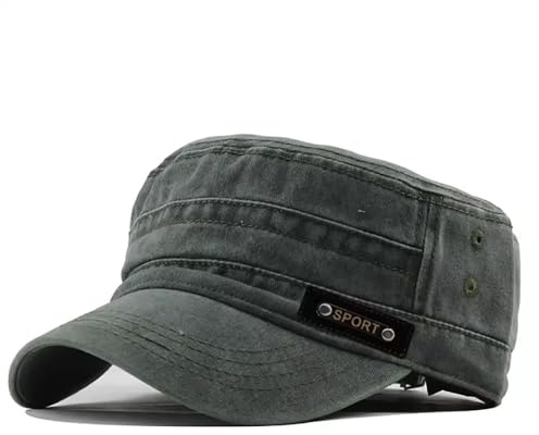 XFSRG Cappello Militare Unisex Berretto Uomo con Visiera Vecchio Berretto Piatto retrò Regolabile Cappello per Outdoor Sport e Uso Quotidiano (Verde)