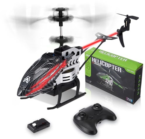 VIHBRAI Helicóptero teledirigido de 2,4 G, control remoto de altitud, con 2 baterías, luz LED, 3,5 canales, juguete interior, regalo para niños