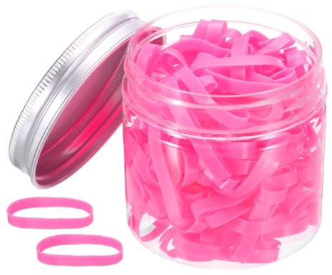 QUARKZMAN 140 Pcs Bandas Elásticas De Goma 25mm x 4mm Rosa Rosado | Bandas Elásticas Estirables, Puntos De Colores, Cintas Para Cabello, Para Hogar Oficina
