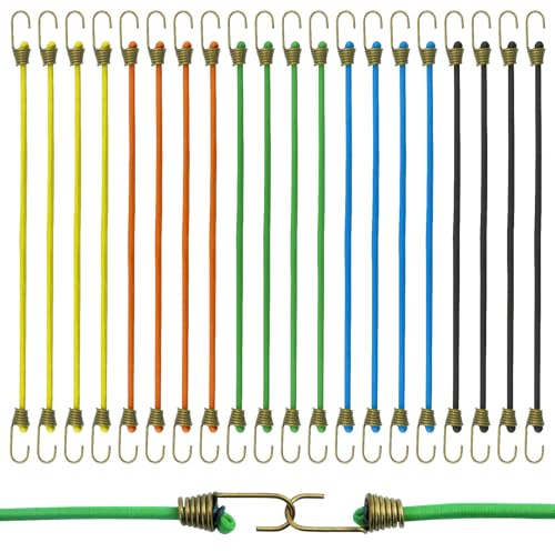 20 elastici in gomma con gancio, espandibile, piccole corde di tensionamento, regolabili, mini cinghie di tensione in gomma, per bagagli, esterni, bicicletta, auto, 5 colori