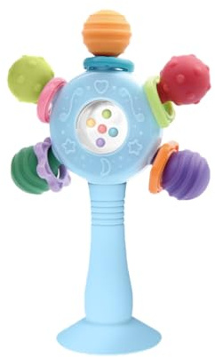Baby Teether Toys for Babies 0 3 6 9 12 18 Months,Baby Rattle Toys,Baby Sensory Toy for 0-6 6-12 Months, Montessori Early Education,Manhattan Ball,Grasp Training Toy,Suction Cup Toys(Blue)