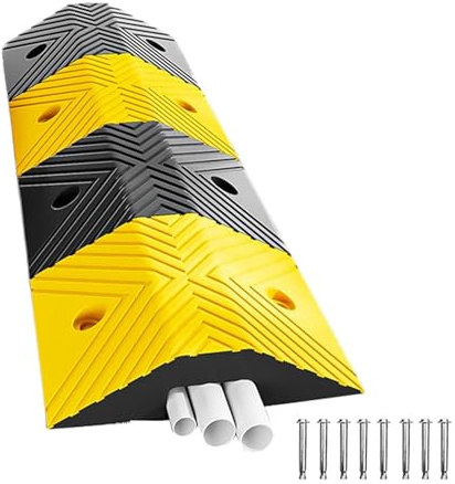 Canalina Passacavi Calpestabile, Canale Allargato, Rampe per Auto in Gomma con Viti, Dossi Artificiali for Vialetto, Parcheggi, Garage, 100 * 35 * 7 cm