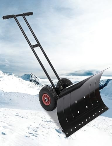 Schneeschaufel mit Rädern und verstellbarem Blatt für Einfahrten, Wege, Gärten und Sandhaufen