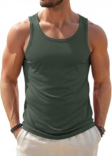 Runcati Tank Top Men's Sleeveless Muscle Shirts Gym Fitness Functional Shirt Training Vest Bodybuilding Undershirt Men T-Shirt Summer Sports Running Shirt
