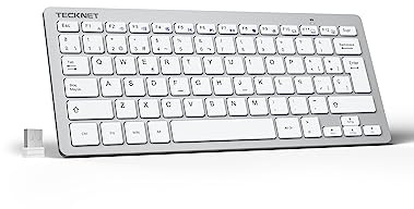 TECKNET Mini Teclado Inalámbrico 2.4G Ultra Delgado, Teclado USB con la Ñ | Español Teclado Inalámbrico Ordenador Portátil para PC, Android Smart TV, Laptops