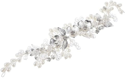 MAGICLULU Accessoire de Tête Mariage en Alliage, Perles et Cristaux, Bandeau Cheveux Argenté Ajustable, Ornement Cheveux pour Mariée et Demoiselles D’honneur, Décoration Élégante