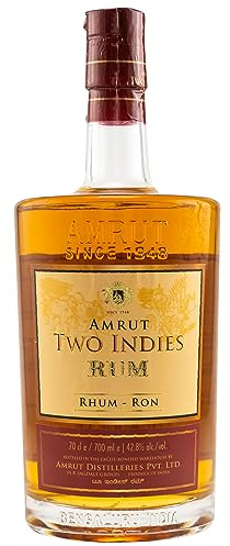 AMRUT - Two Indies Rum - Rhum - Origine : Inde/Caraïbes - Alcool 42,8% - Notes de Mirabelle, Pomme & Banane - 70cl