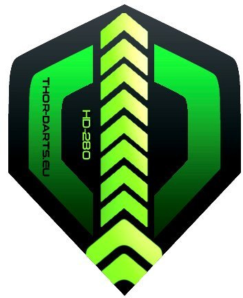 THOR-DARTS 1 Set - 100 Sets extra Strong Darts Flights HD-280 Green Black 150 Micron Flys extra Lange haltbar