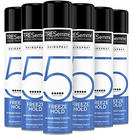 TRESemmé Freeze Hold Hairspray – 24-Hour Frizz Control, Extra Strong Hold & No Sticky Residue or Stiffness – Long-Lasting, Humidity-Resistant Styling for Straight, Curly, or Wavy Hairstyles 400ml