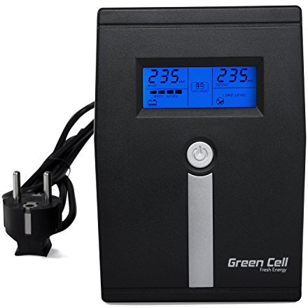 Green Cell® SAI Sistema de alimentación ininterrumpida UPS Potencia 600VA (360W) 230V Fuente de alimentación Continua Line Interactive senoidal AVR USB/RJ11 2X Schuko Tomas con Pantalla LCD