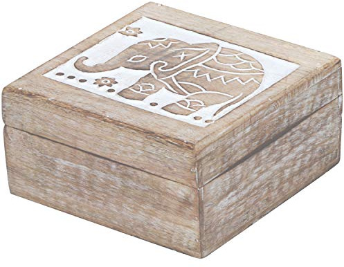 Orientalische Aufbewahrungsbox Awa modern aus Mangoholz in Braun 17 cm