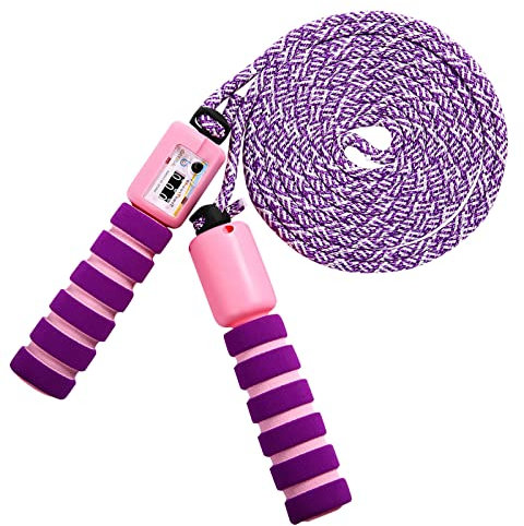 KONVINIT Springseil Kinder Hüpfseil mit Zähler Sprungseil Verstellbare mit Komfortablen & Anti-Rutsch Griffen für Mädchen Junge