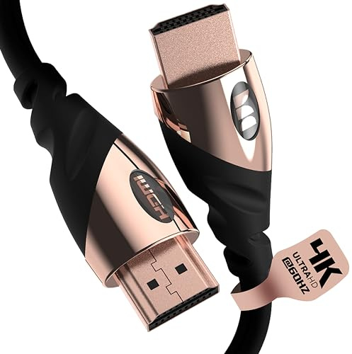 Monster Rose Gold HDMI Cable 4K Ultra HD — Works with Xbox Series X, PlayStation 5, Nintendo, Apple TV HDMI Cable — 24K Gold Contacts, High Speed 21 Gbps, 60/120 Hz, Duraflex Coating(6 FT)