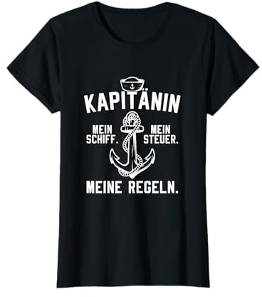 Damen Segeln Bootsführerschein Segelschein Segelboot Kapitänin T-Shirt