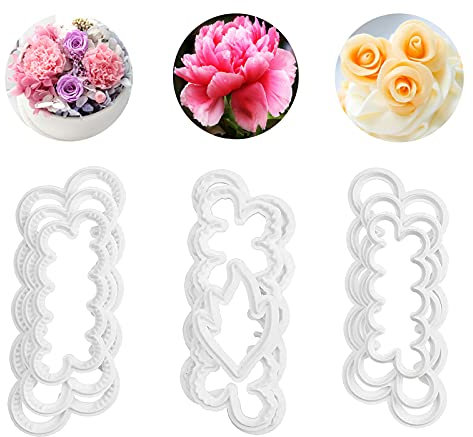 9 Pcs 3 Sizes Roses Carnations Peony Mould 3D Petal Cutter Cake Decorating DIY Baking Accessories Mould Fondant Rose Decorating for Cake Decorating Supplies Tools
