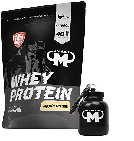 1kg Mammut Whey Protein Eiweißshake - Set (Apple Strudel + Powderbank)