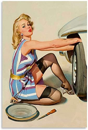 5D Diamant Painting Set FüR Erwachsene Und Kinder Pin Up Girl Auto DIY Diamond Painting Kristall Strass Diamant Stickerei GemäLde 15.7x19.7(40x50cm) Kein Rahmen