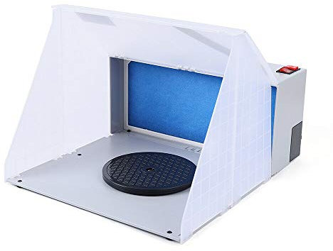 LENJKYYO Spritzkabine Mini Absauganlage inkl. Drehteller als Zubehör, Lackierkabine für Modellbau und Lackierarbeiten Profi Lackierkabine Sprühbox