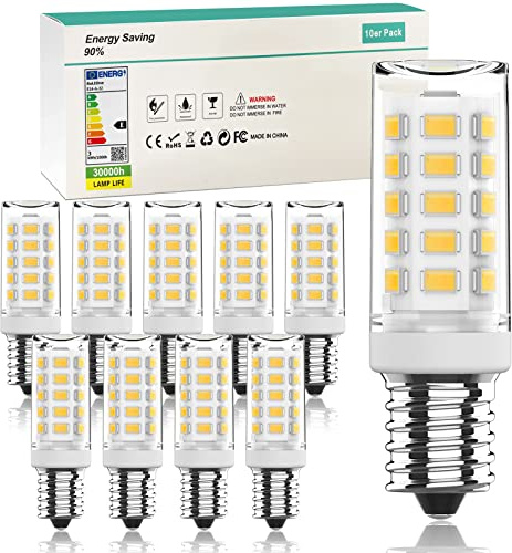 RuLEDne E14 LED Lampe Kaltes Weiß 6000K, 3W /350LM Glühbirne Ersatz 30W Halogenlampen, 360° Abstrahlwinkel für Kronleuchter, Nicht Dimmbar, Wandlampe, Schreibtischlampe,10er Pack