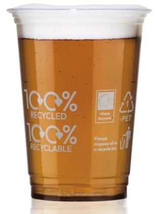 AIOS rPET 100% Recyclable and Recycled Plastic Half Pint-to-Rim. Capacity 284ml/10oz. Sleeve of 50
