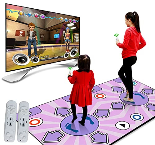 Fabater Wireless Electronic Dance Mat for TV Gaming, Non-Slip Double User Dance Pad with Music & Fitness Games, Interactive Step Mat Family Fun, Portable Dance Floor for Boys Girls Gift