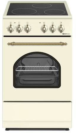 COCINA VITROCERÁMICA CON HORNO ELECTRICO SOLTHERMIC CREMA RÚSTICA ACABADOS DORADOS/50 CM ancho, 3 FUEGOS/HORNO ELECTRICO