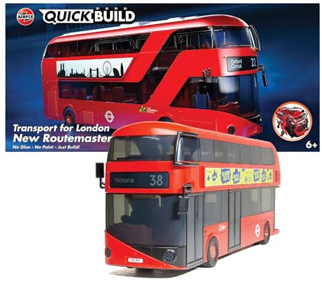 Airfix QUICKBUILD Model Vehicle Kit - Routmaster Bus Building Kit for Kids 6+, Construction Toys for Boys & Girls, No Glue Model Making - Classic Vehicle Gifts Plastic Model Kits