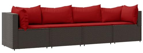 vidaXL Loungegrupp för trädgården med dynor 4 delar konstrotting brun, soffgrupp för trädgård, loungegrupp, loungegrupp för trädgård