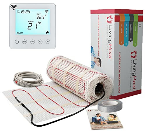 Electric Underfloor Heating Mat Kit 5/m² - 200w /m² with Wi5 Wi-Fi Thermostat