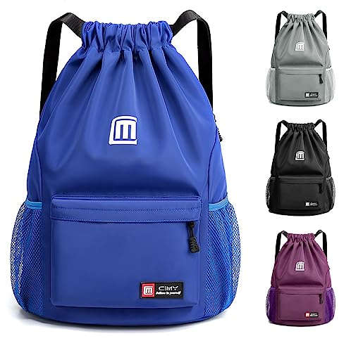 Sarsumir Turnbeutel Rucksack Damen Jungen, Wasserdicht Große Kapazität Sportbeutel Rucksack, Beutel mit Kordelzug Drawstring Bag für Gym Schwimmen Reisen Yoga Sport, Blau