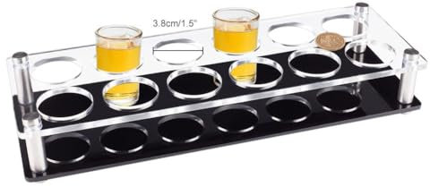 NBEADS 12 Shot Glass Tray Holder, Bar Acrylic Shot Glasses Holders Wine Glass Cup Serving Tray Cups Organizer Shot Glass Display Bar Accessories for Party, Bar, Club, Hole: 1.5