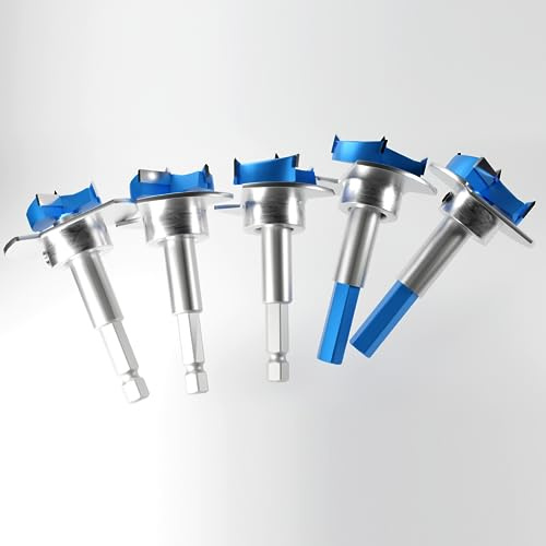 JINSHIBA Juego de brocas Forstner para madera, brocas Forstner con punta de carburo, juego de brocas Forstner para madera, bisagra hexagonal con ajuste de profundidad, herramienta para carpintería de