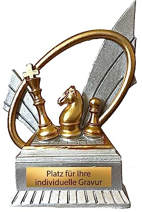 eberin – Schach Pokale 12 cm · Schachspieler Award · König Trophäe Silber Gold · Persönliche Resinfigur · König Pferd Bauer