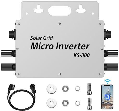 Balkonkraftwerk 800 Watt - Wechselrichter 800W IP65 Wasserdicht - PV Wechselrichter 800W Mit WLAN APP für Balkonkraftwerk - Microwechselrichter Für 2 Solarpanele, Wechselrichter Balkonkraftwerk