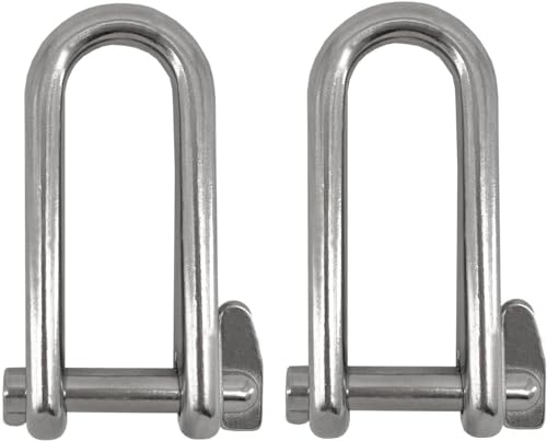JT-HLM 2Pcs Boat Stainless Steel Long D Shackle Marine Grade Anchor Chains Wirerope Lifting Outdoor Camping Survival Rope Bracelet