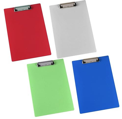 NAMOARLY Lot de 4 Presse-papiers en Pp Semi-transparents, Légers et Portables, pour Étudiants et Enseignants, Rangement de Documents et Écriture au Bureau Couleur Aléatoire