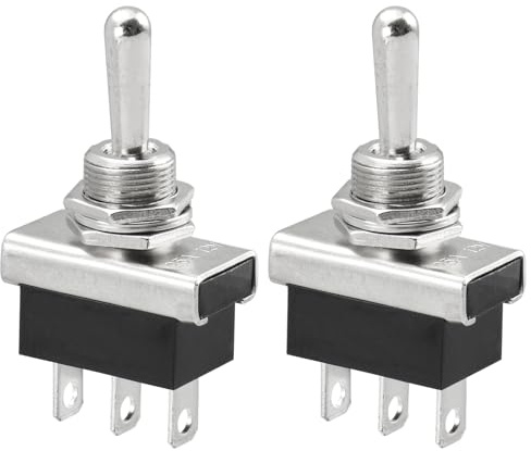Heschen Kippschalter aus Metall, robust, Flick-Flip-Schalter, 25A 12V, KN3D-103, EIN/AUS/EIN SPDT, 3 Positionen, 3-polig, für Auto-Kontrollleuchten (2)