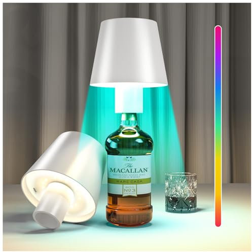 BrightArk 3W Weinflaschenlampe,Dimmbar Kabellose Flaschenlampe,Wasserdicht LED Flaschenlicht,Wiederaufladbar Flaschenlampe Aufsatz LED,mit 5200mAh Akku für Zuhause,Restaurant,Bar,Cafe