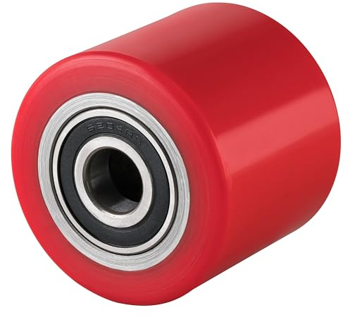 Hubwagen Rolle Polyurethan rot 80 x 60 mm, Achse 17 mm - Ersatzrolle inkl. Kugellager