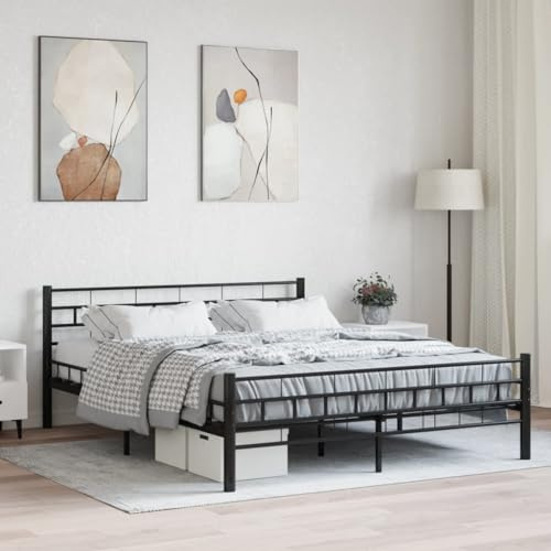 CKioict Schlafzimmerbett Tagesbett Doppelbett/Einzelbett Bettgestell Schwarz Stahl 160×200 cmGeeignet für Schlafzimmer, Wohnzimmer, Gästezimmer