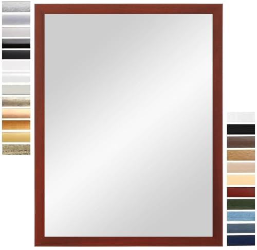 PrimeLuxe Wandspiegel 30 x 40 cm (Außenmaß) in Rot-gewischt | Farbe und Größe wählbar | Ganzkörperspiegel | Bad & Flur Spiegel | mit Holz Rahmen | Made IN Germany