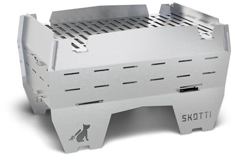 SKOTTI Mini barbacoa de carbón vegetal, barbacoa de carbón vegetal plegable, ideal para camping, balcón, festivales o supervivencia, hornillo de camping para madera, como hobo y cocina de