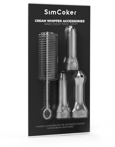 Whipped Cream Dispenser Tips Set, 3 Stainless Steel Decorating Nozzles with Cleaning Brush, 304 Stainless Steel Replacement Parts Compatible with Most Cream Whippers